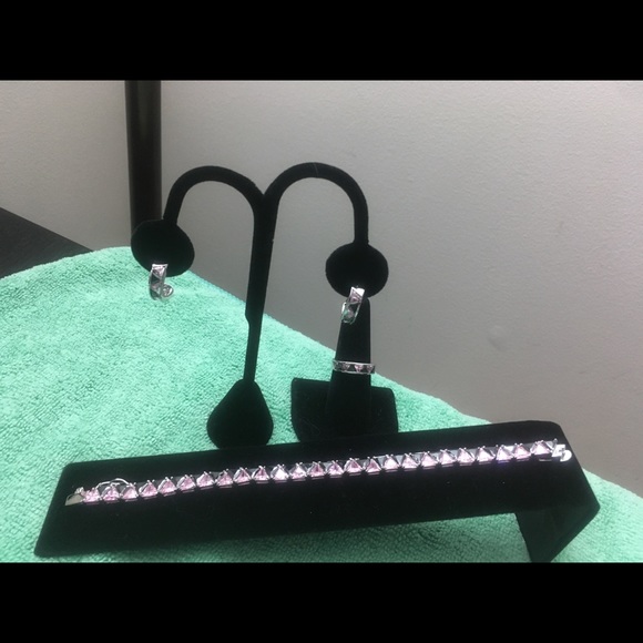 Suzanne Somers Pink & Black Earring Ring Bracelet - Picture 3 of 16